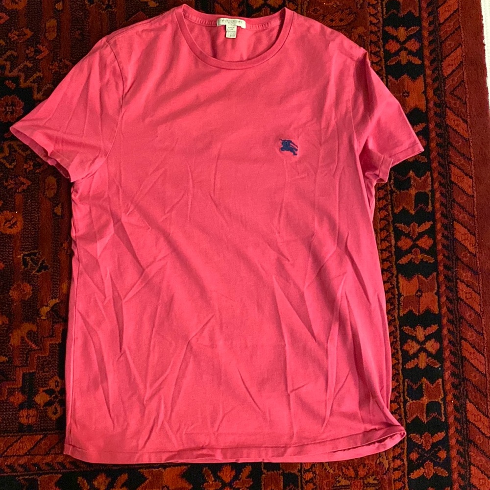 Mens strawberry colored Burberry tee